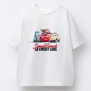 Zara Kids White Cars Graphic T-Shirt